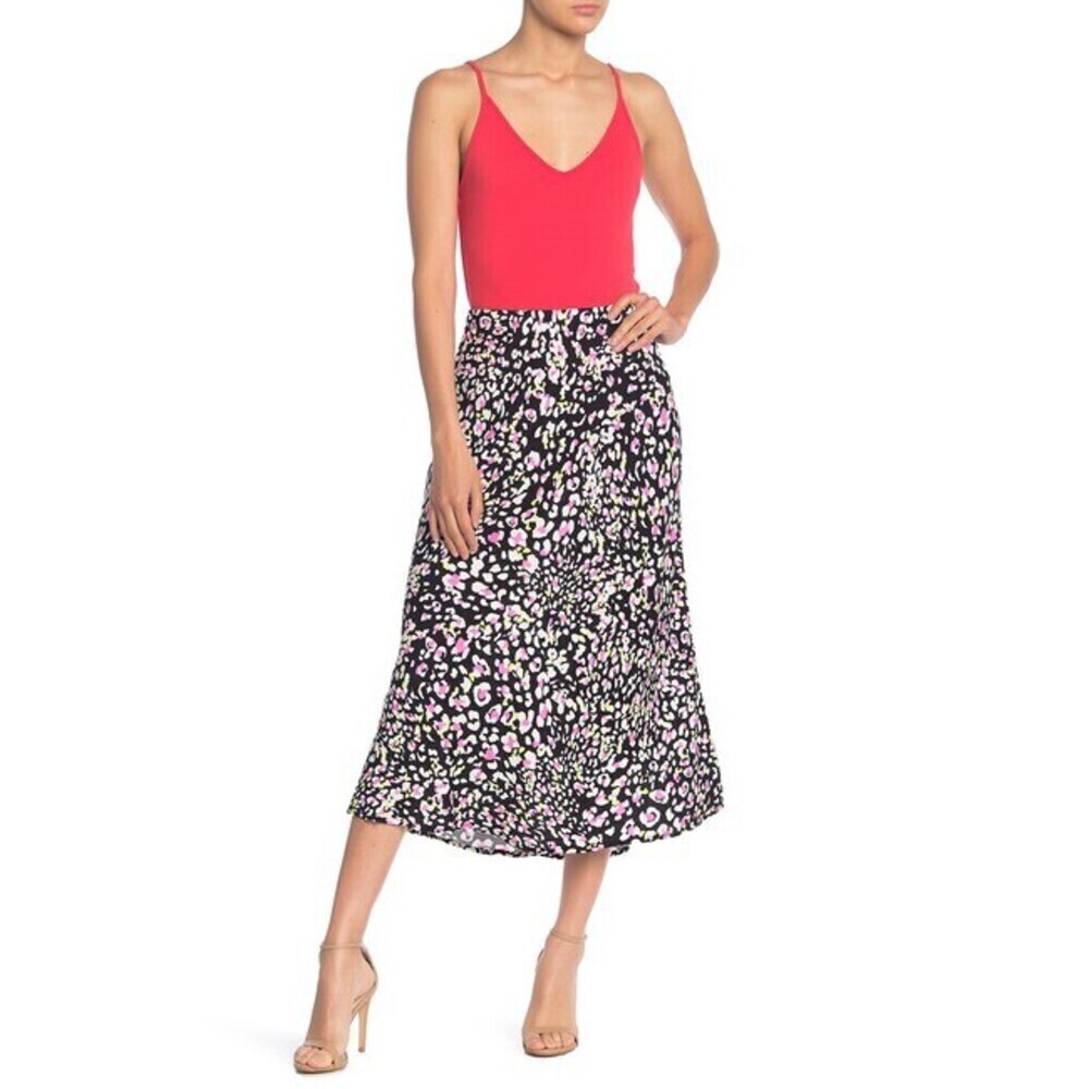 Abound Womens Printed Midi Slip Skirt in black leopa